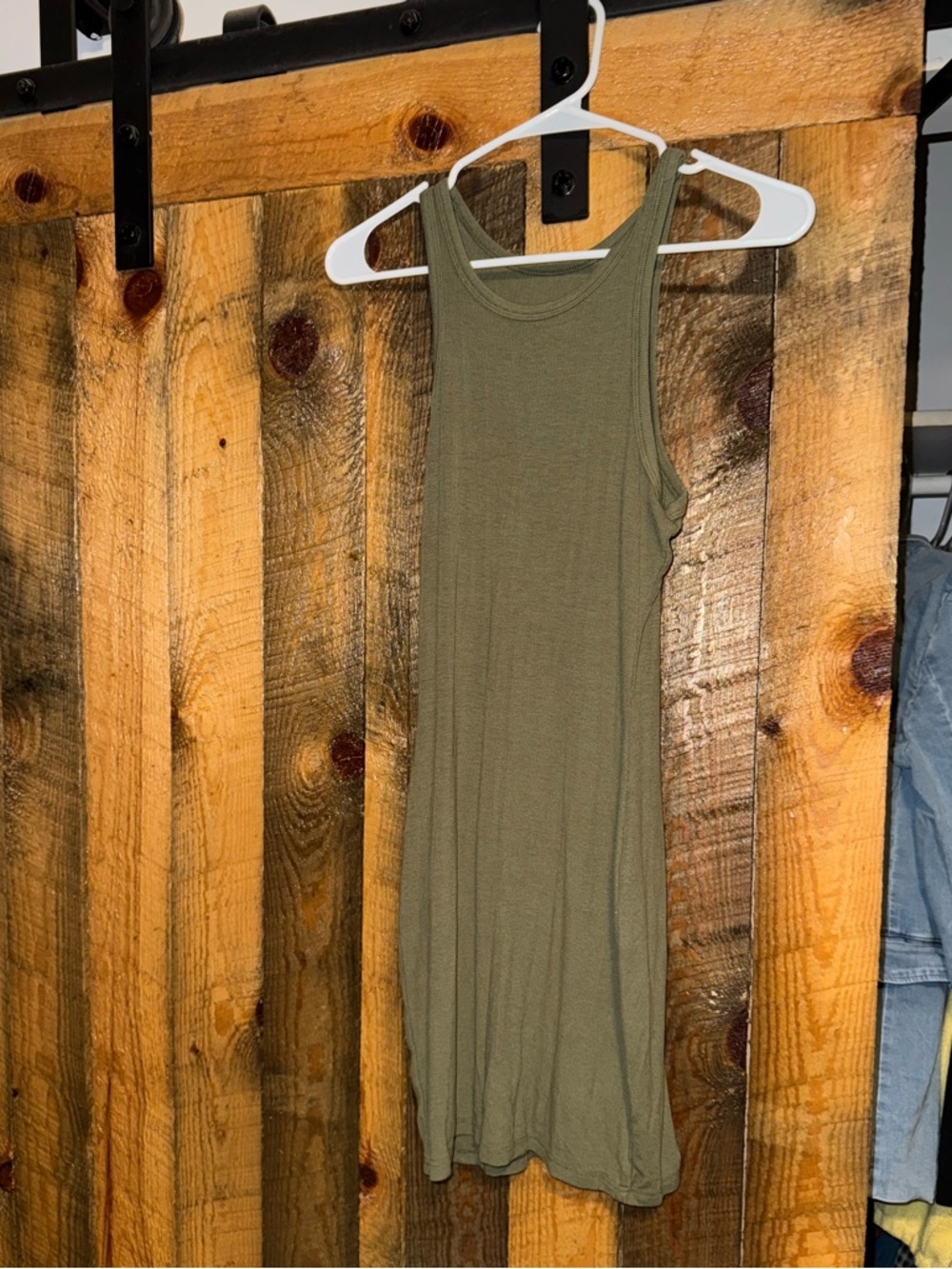 Olive Green Sleeveless Knit Tank Top - Women